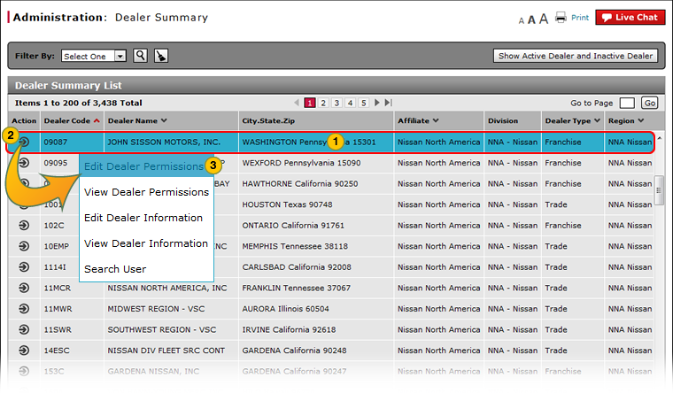 Dealer Summary page - edit dealer permission